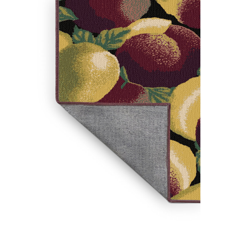  Tapis lavable à motif de fruits Pluot, Rectangle de 5 pi x 8 pi
