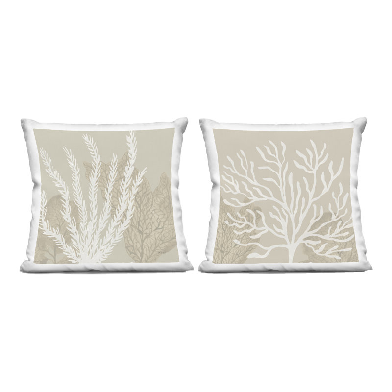 Ensemble de coussins décoratifs 2 pièces Mute Coral Branches on Beige