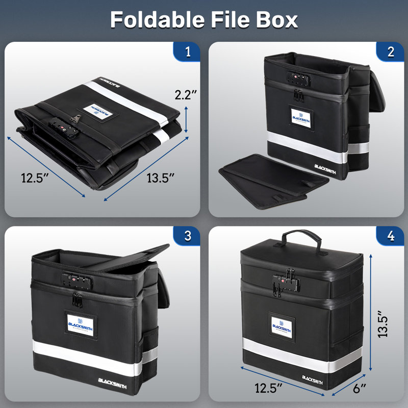 Boîte de classement ignifuge pour documents - Boîte de rangement de documents ignifuge portable