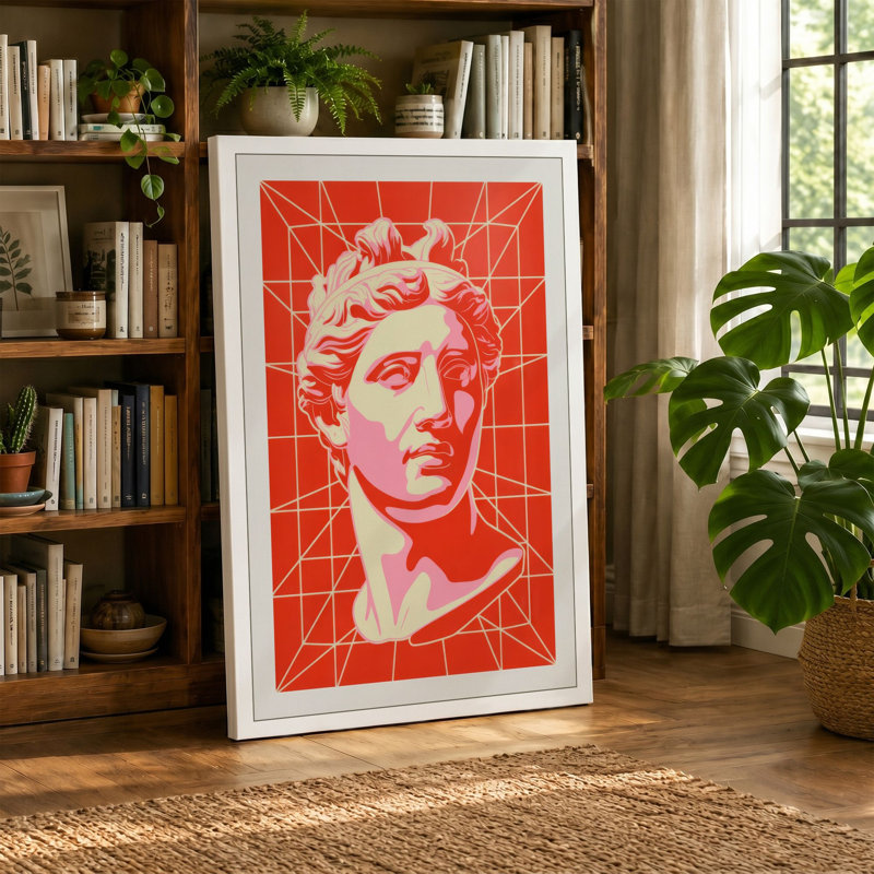 Profile in Red Retro - Wrapped Canvas, 30x20 - 76.2 x 50.8 cm, Cream Border