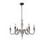 Lustre style chandelier 6 lumières avec finition en bois blanc