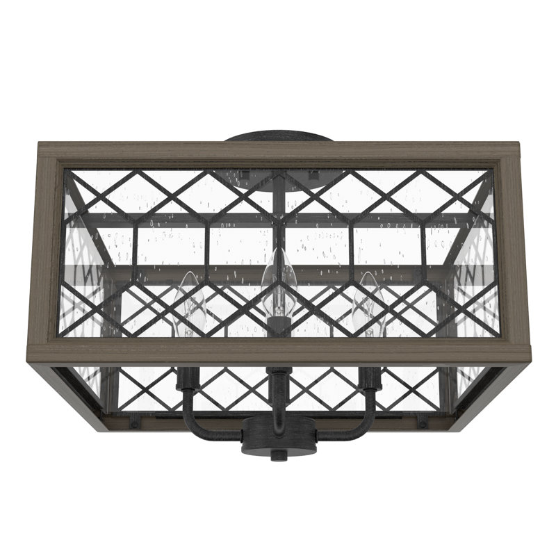 Chevron 4 Light Semi Flush Mount, Rustic Iron