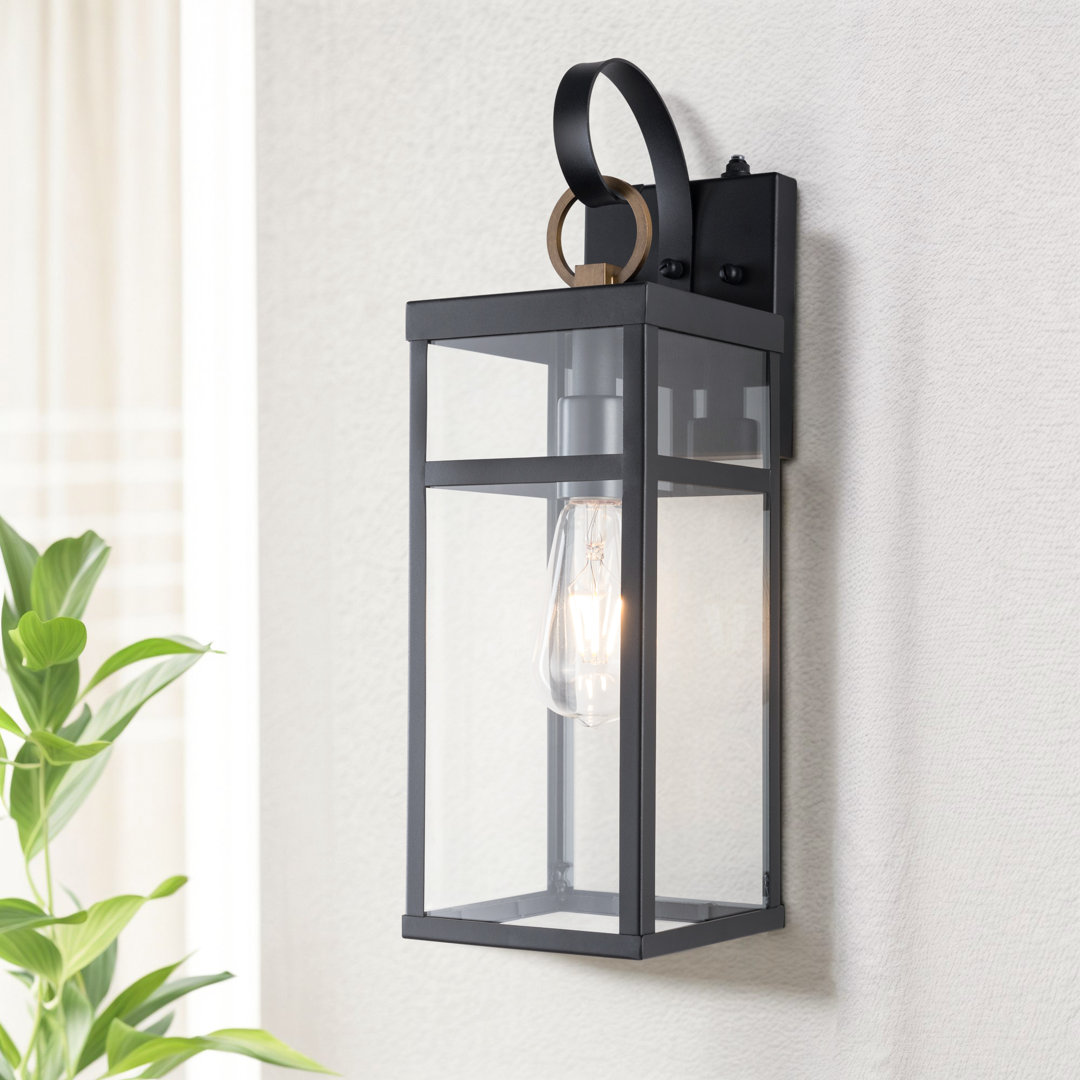 Suniga 17''H Iron Outdoor Wall Light with Dusk to Dawn Beachcrest Home™