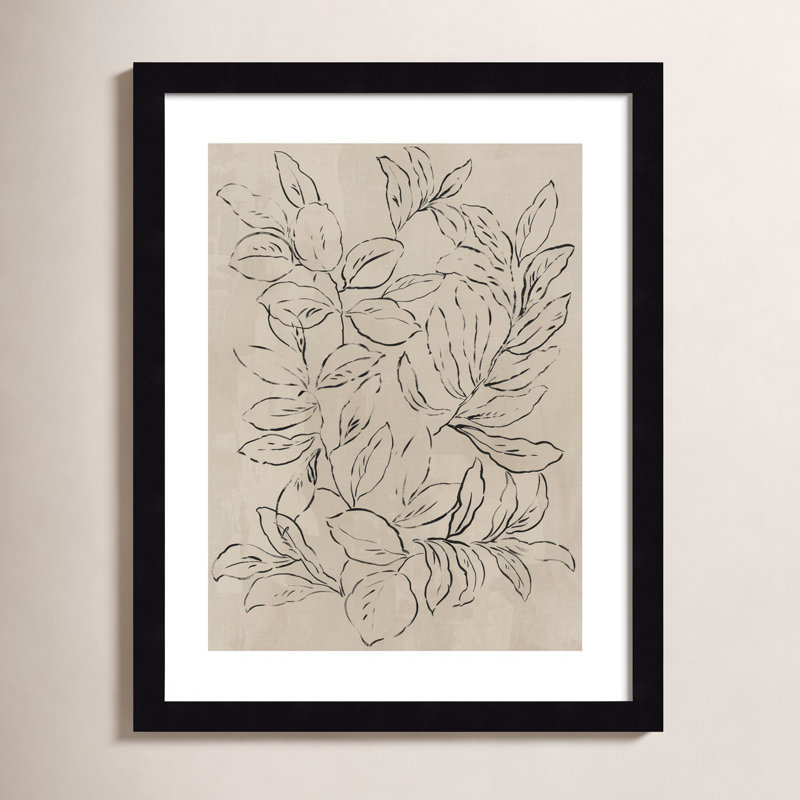 «Kimbell Outline Leaves II» par Asia Jensen - reproduction de cadre photo, H 17 po x l 14 po, Noir
