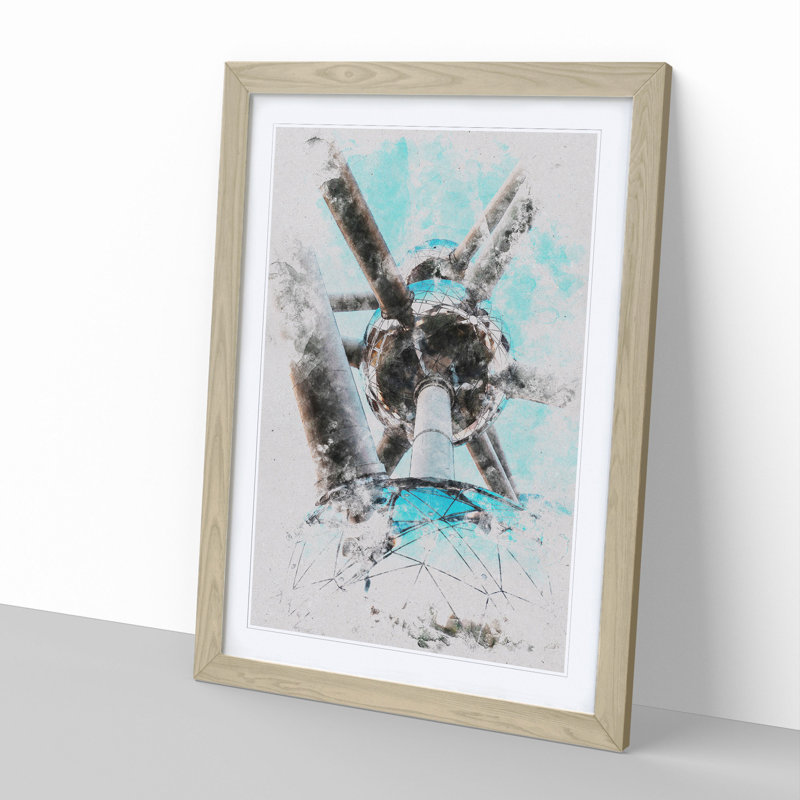Atomium in Brussels Vol.2 Watercolour - Picture Frame Graphic Art, 65cm H x 48cm W x 2cm D, Oak
