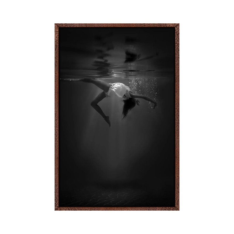 The Little Mermaid by Cesare Sent - Print on Canvas, 101.6 cm H x 66.04 cm W, Classic Brown Wood Framed