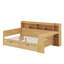Lit de jour double en bois avec tablettes de rangement, lit multifonctionnel avec 2 tiroirs de rangement et bureau d'étude-114404363