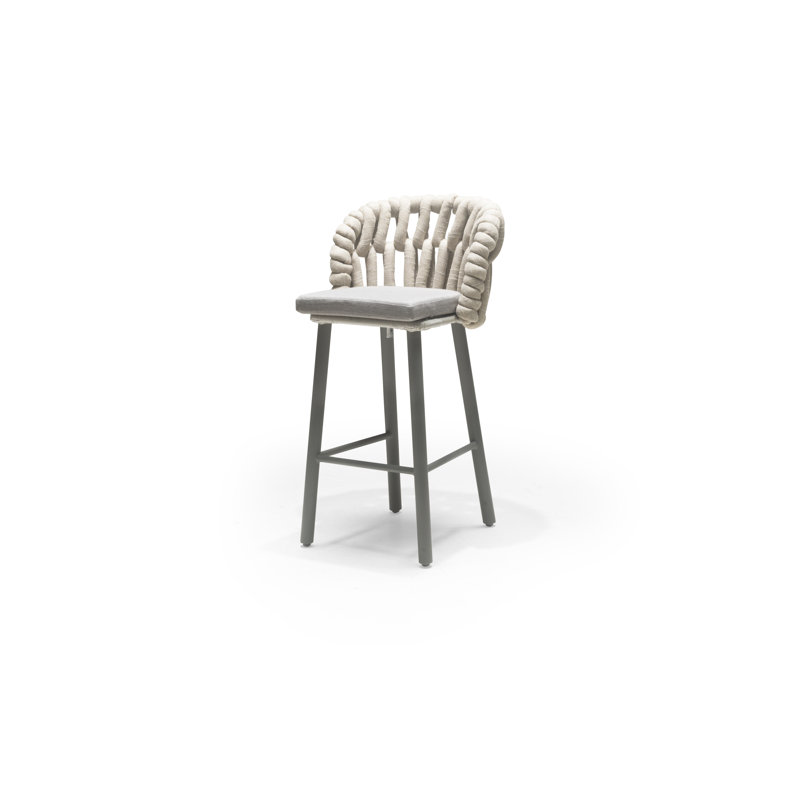 Knit Outdoor Bar Stool, Carrion Almond, Pale Gray