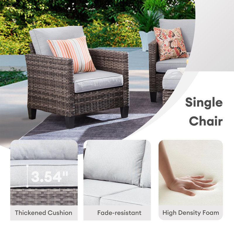 Jyron 5 - Person Patio Conversation Set with Cushions, No, Gray, Gray