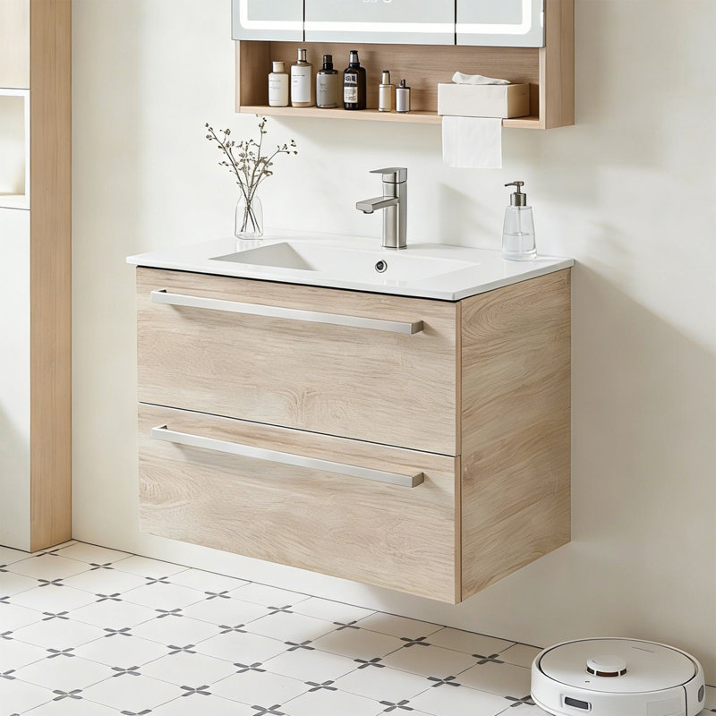  Ensemble de meuble-lavabo mural simple 30 po Katmai, Brun