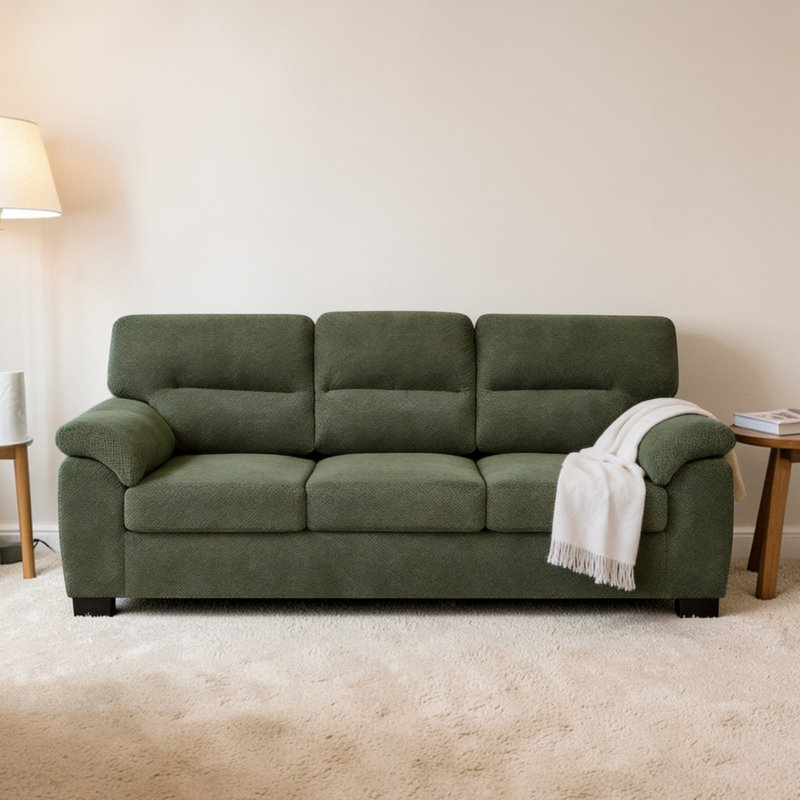 Salena 81" Fabric Modern Sofa Pillow-Top Arms Upholstered Couch For Small Space, Green Polyester