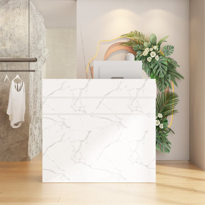 120cm 3-Drawer Reception Desk with Lockable Drawer & Cable Management - Office Salon Counter