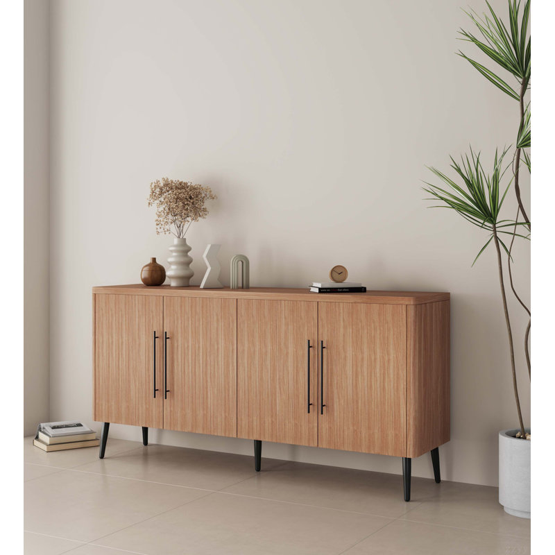 Jodie 65" Fluted Sideboard In Maple, Maple