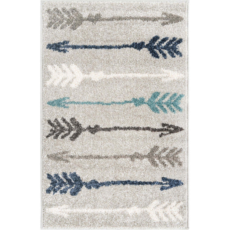 Dryden Grey/Brown/Navy Rug, Rectangle 61 x 91cm