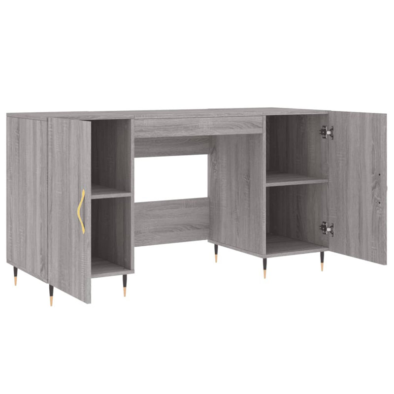 Fidler Metal Base Writing Desk, Grey Sonoma/Black