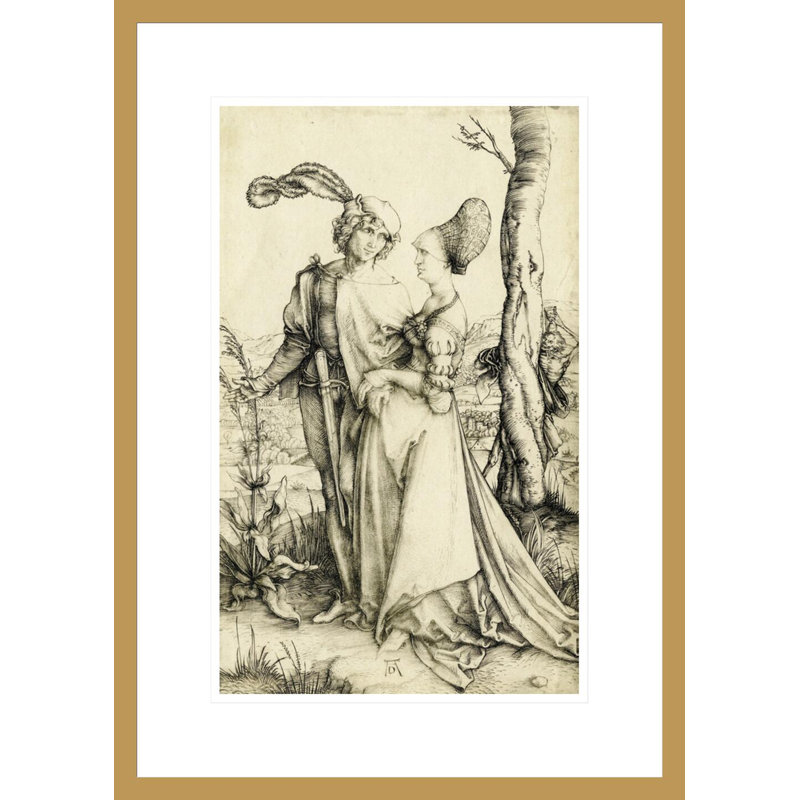 Promenade (jeune couple menacé par la mort) par Albrecht Dürer, impression giclée encadrée, H 21,75 po x l 15,53 po