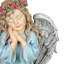 Statue de jardin petite fille ange avec guirlande de fleurs DEL Exhart