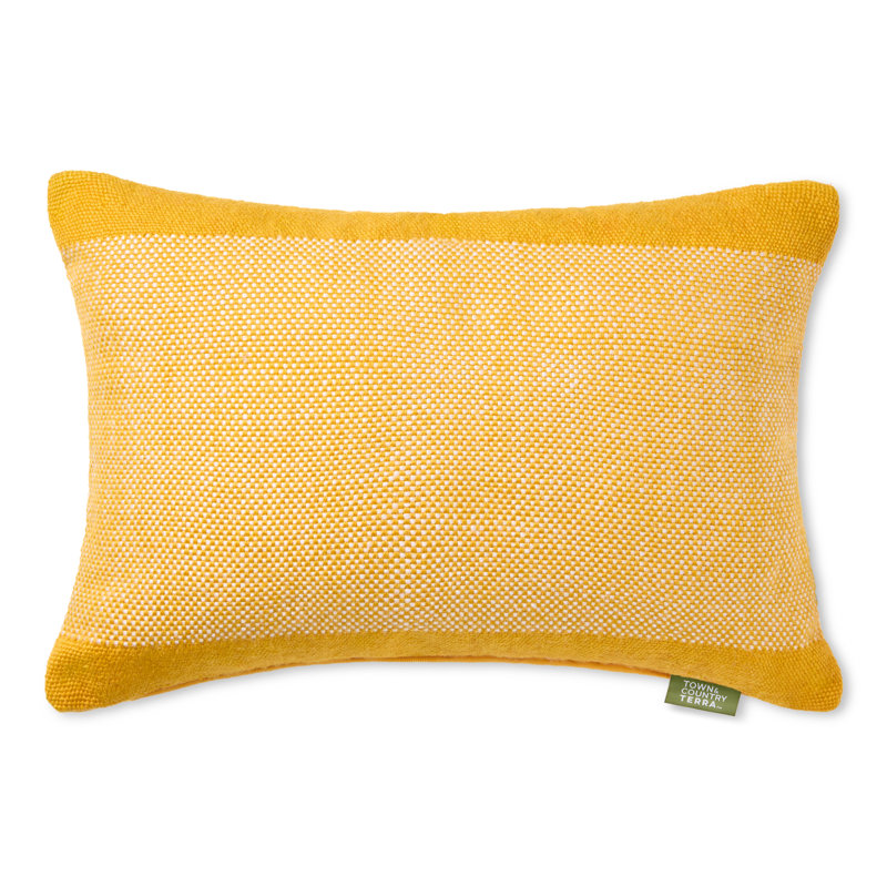Yellow and Ivory Recycled Material Indoor/Outdoor Pillow