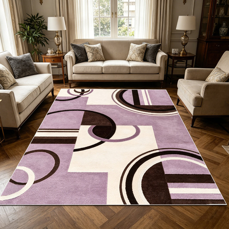 1PC Modern Abstract Geometric Circle & Square Pattern area rugs for Living Room, Soft, All seasons, Easy-maintain, Washable Indoor mat, Farmhouse suitable for for dining room, bedroom, home office...
