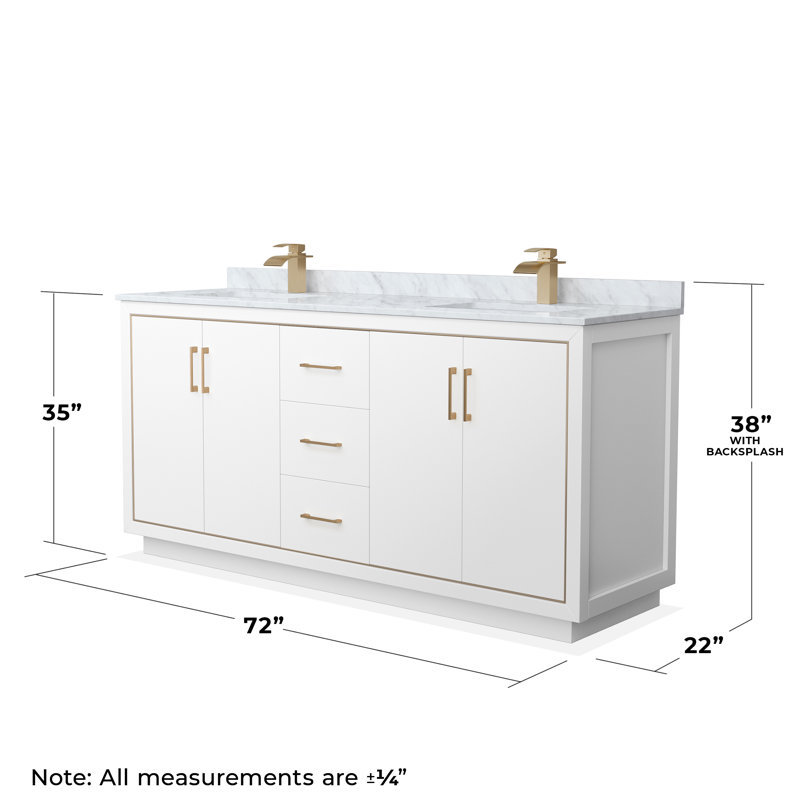 Icon 72" Double Bathroom Vanity Set, Matte Black, White, 72"