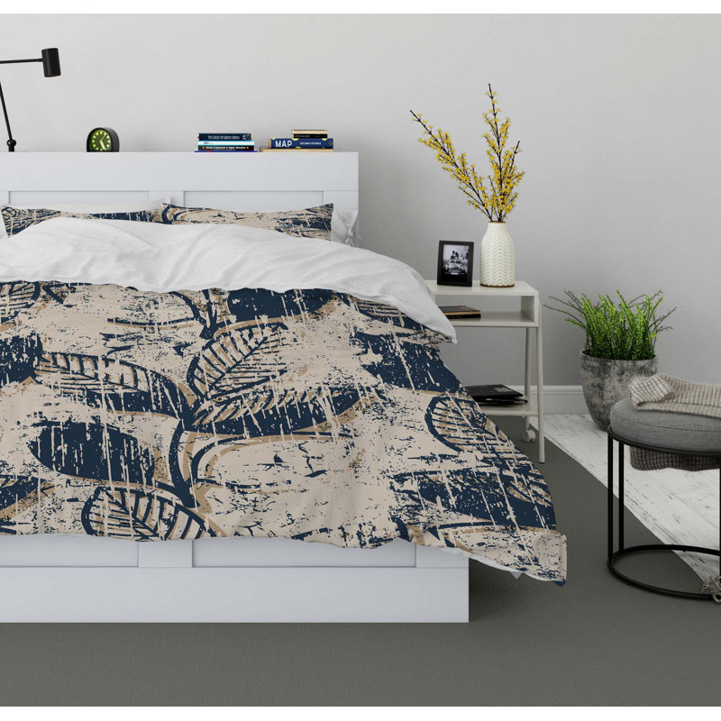 Twig Leaves Polyester Twill Duvet Cover, King Duvet Cover + 2 Pillow Cases