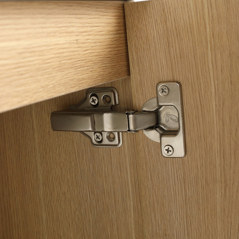 Wall-Mounted Bathroom Vanity Whit Ceramic Sink, 2-Soft Closing Door, Oak, Plywood, 24"