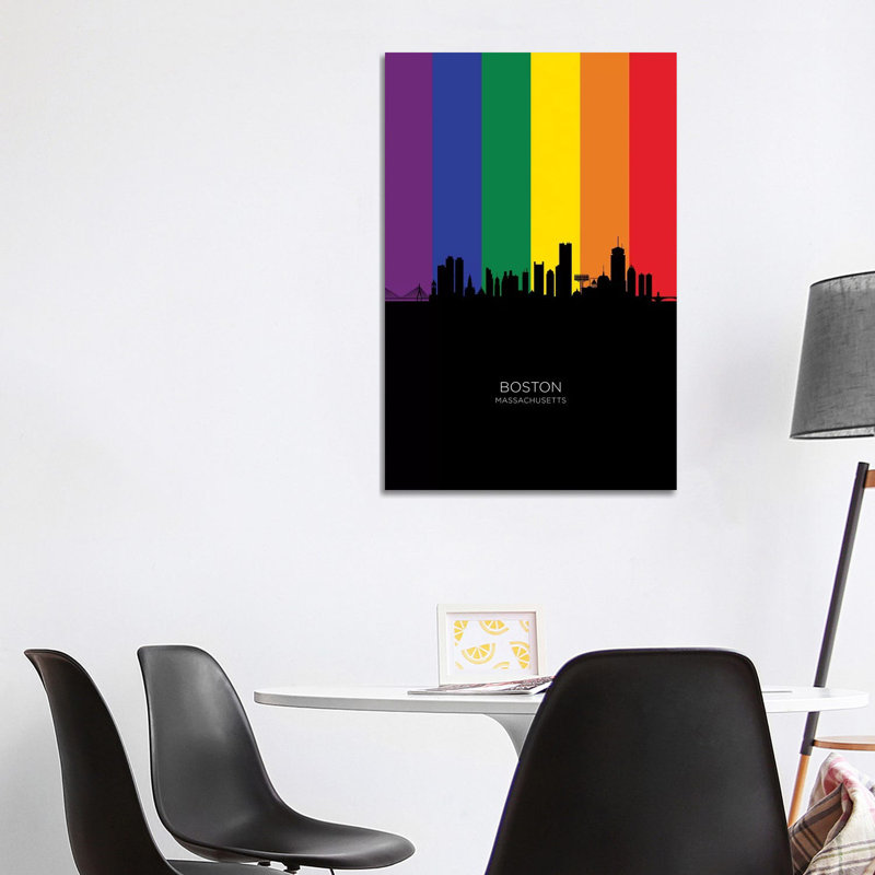 Boston Skyline Rainbow Flag by Michael Tompsett - Wrapped Canvas Gallery-Wrapped Canvas Giclée
