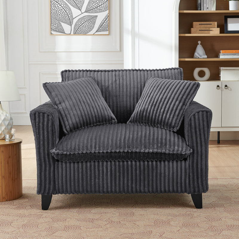 Fauteuil rembourré 46,5 po en velours côtelé, Gris