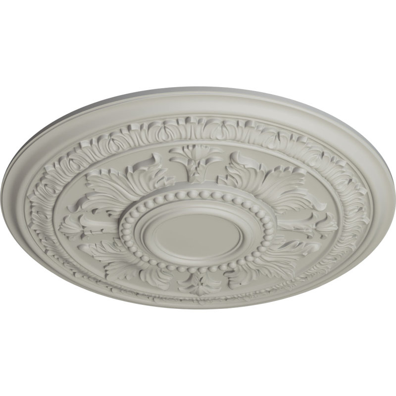 Médaillon de plafond Endurathane Tellson, DE 30 5/8 po x P 2 1/2 po (convient aux auvents jusqu'à 6 3/4 po), pot peint à la main de finition crème
