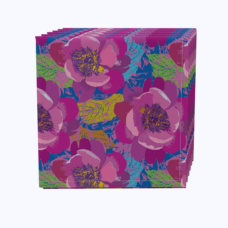 100% Cotton Pink Peony Square Napkin