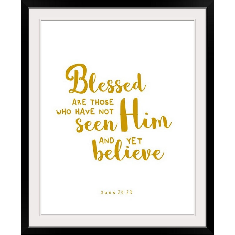 «John 20:29 - Scripture Art», art textuel, H 32 po x l 27 po x P 1 po, Cadre noir