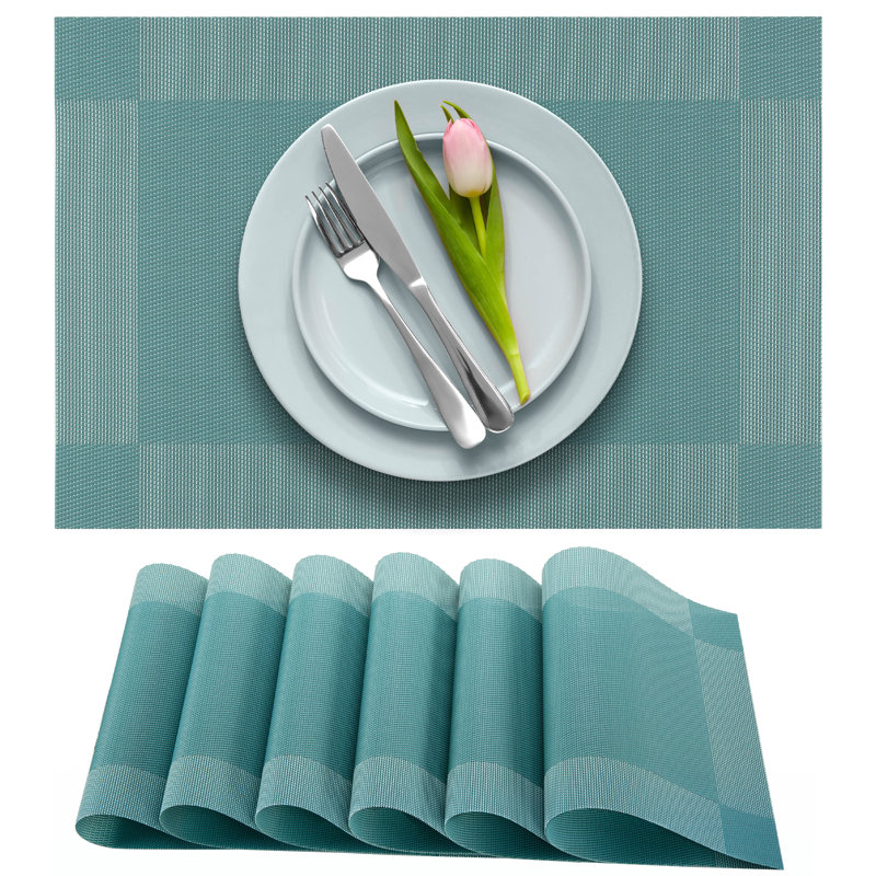 Davinee Polyester Rectangle Placemat, Light Blue