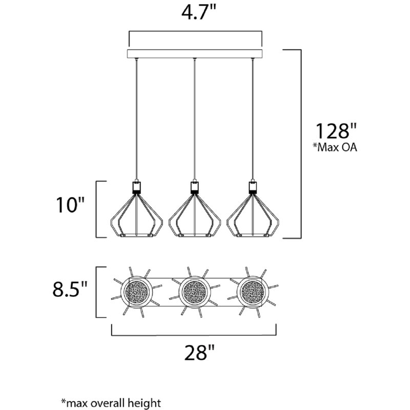 Eckman 3 - Light LED Kitchen Island Pendant