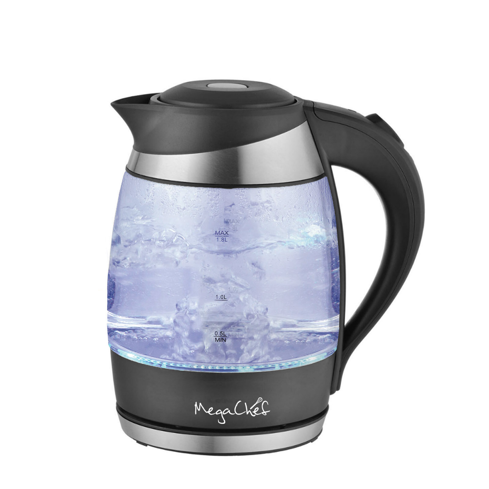 MegaChef 1.7 Liter Glass and Stainless Steel Electric Tea Kettle