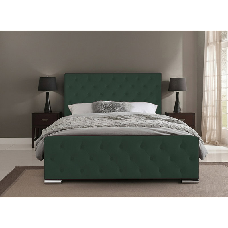 Carlos Upholstered Bed Frame, Small Double (4'), Emerald