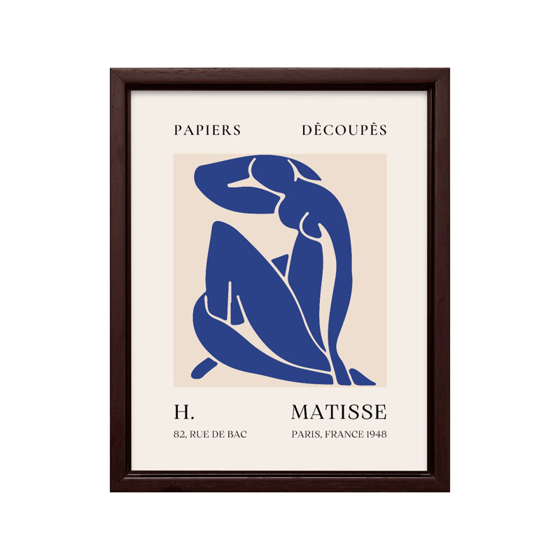 Henri Matisse - Blue Nude II No2, H 24 po x l 32 po, Affiche, Encadrement brun