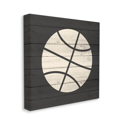 Basketball en forme de sport rustique, motif champêtre gris surdimensionné, giclée sur toile, art texturé par Kim Allen