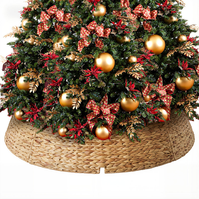 Accessoire de jupe d'arbre de Noël tissé pour Noël, 10" H x 42" W, Naturel