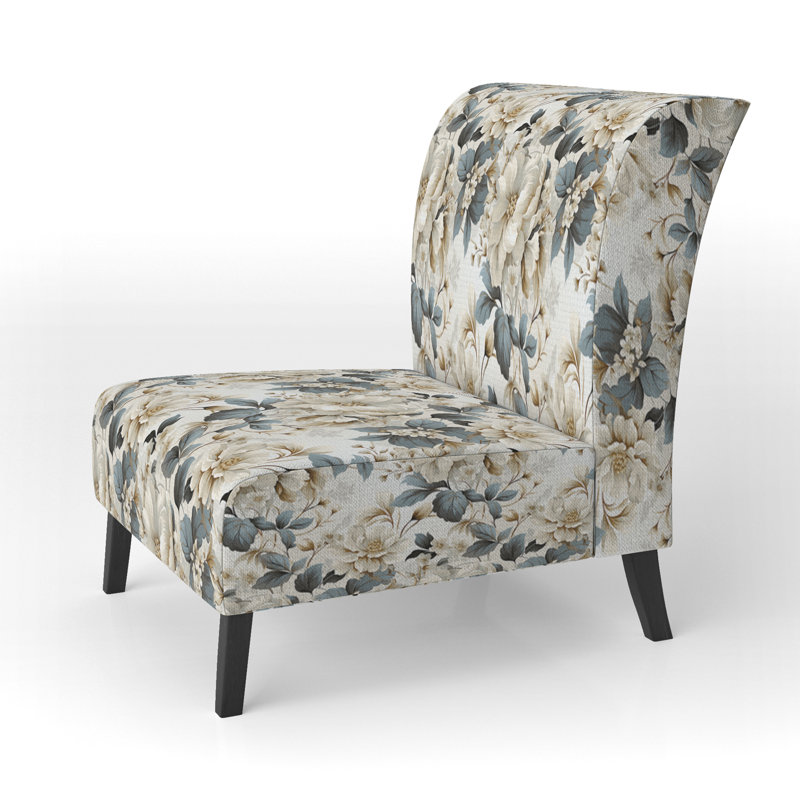 Rustic Victorian Brocade Victorian Motif - Chaise d'appoint de chalet rembourrée à motif floral