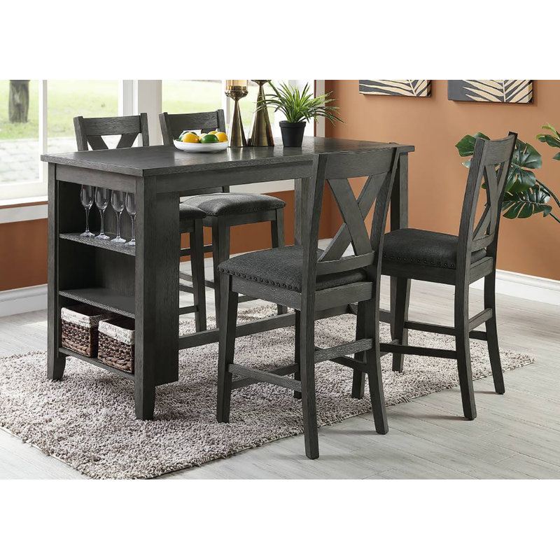 4 - Person Four Leg Dining Set, Black