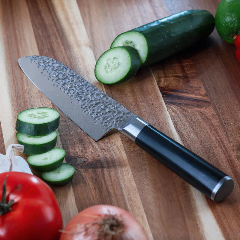 Swiss Diamond 7" Hammered Santoku Knife