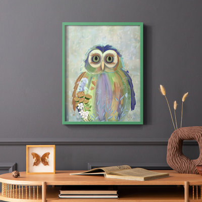 Fantastic Florals Owl, reproduction encadrée - bois massif
