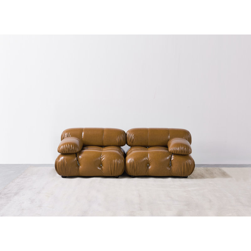 Breelin 76'' Upholstered Sofa, Brown Faux Leather