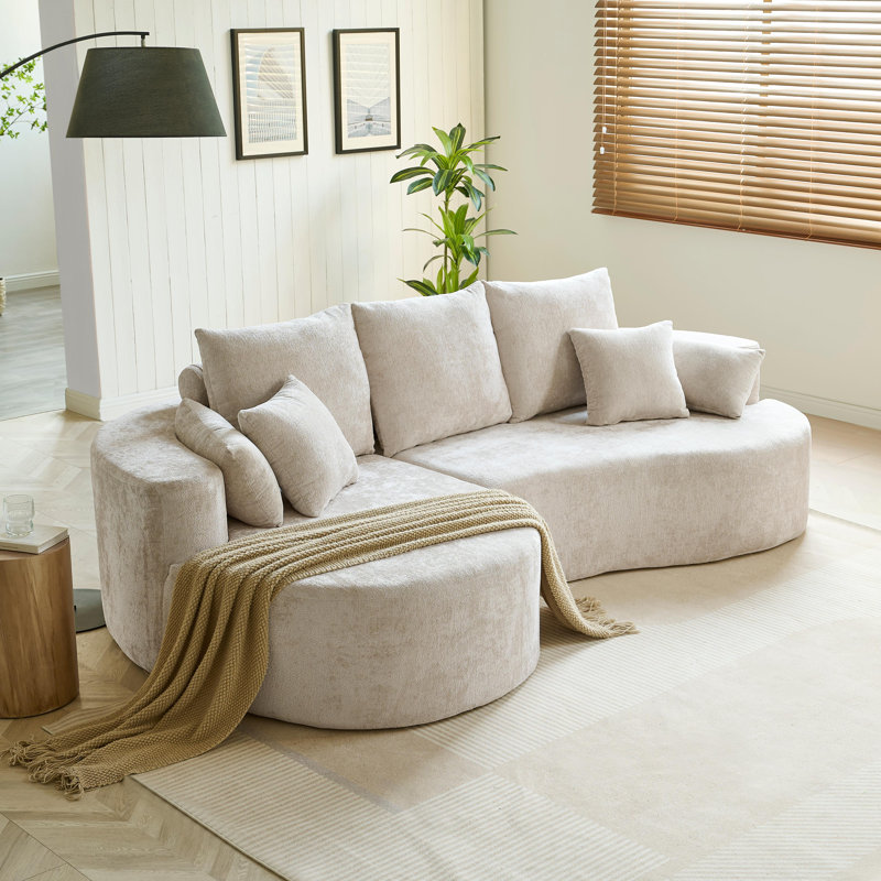 Bridger 106’’ 2 – Piece Cloud Curved Compression Sectional Sofa, Silver Lining