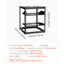 Support réseau 12u à cadre ouvert, profondeur de 23 po, fixation murale ou au sol, tablettes ventilées, soudures à haute résistance, idéal pour les petits espaces de bureau à 4 colonnes robustes, maximise les espaces, supporte l'équipement