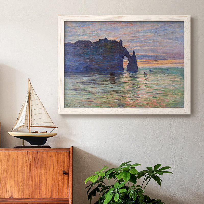 Etretat, Sunset, 1883, reproduction d'art sur toile, Cadre blanc, H 14 po x l 20 po x P 1,5 po