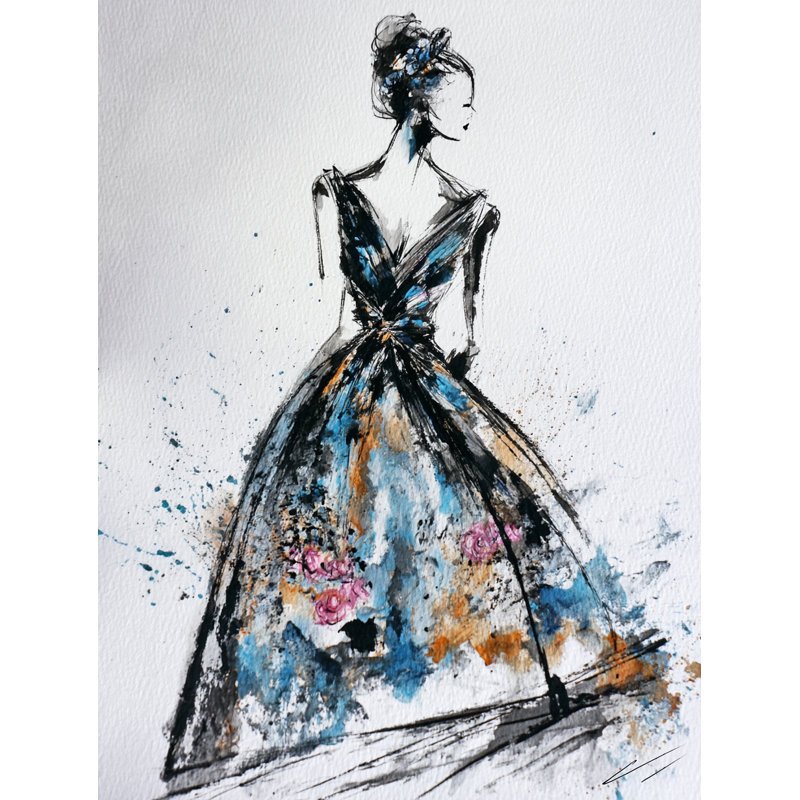 «Abstract Gown Silhouette», art mural sur toile tendue, H 24 po x l 16 po
