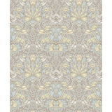 Spring Thicket Blue Tulip Damask Wallpaper