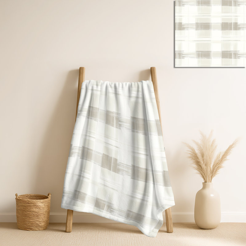 Tissu écossais gris - jeté en peluche rustique gris, jeté en molleton Cottage
