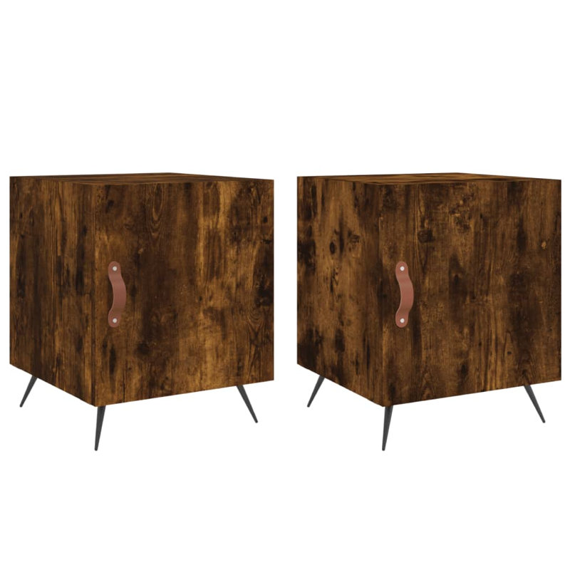 Arnardo 40cm W Manufactured Wood Bedside Table, Smoked Oak
